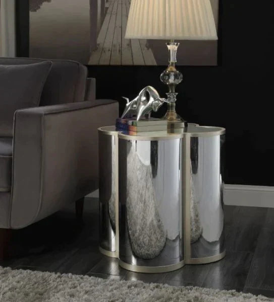 Clover Silver & Champagne Finish End Table Model 85397 By ACME Furniture