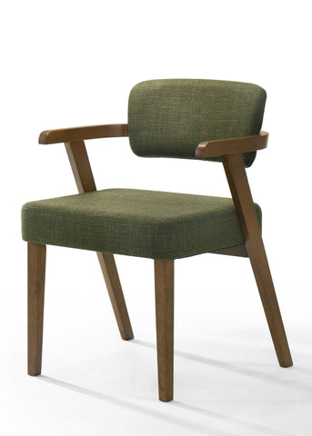 Modrest Sacks Mid Century Modern Green Fabric & Walnut Dining Chair Model VGMA-MI-1288-WAL