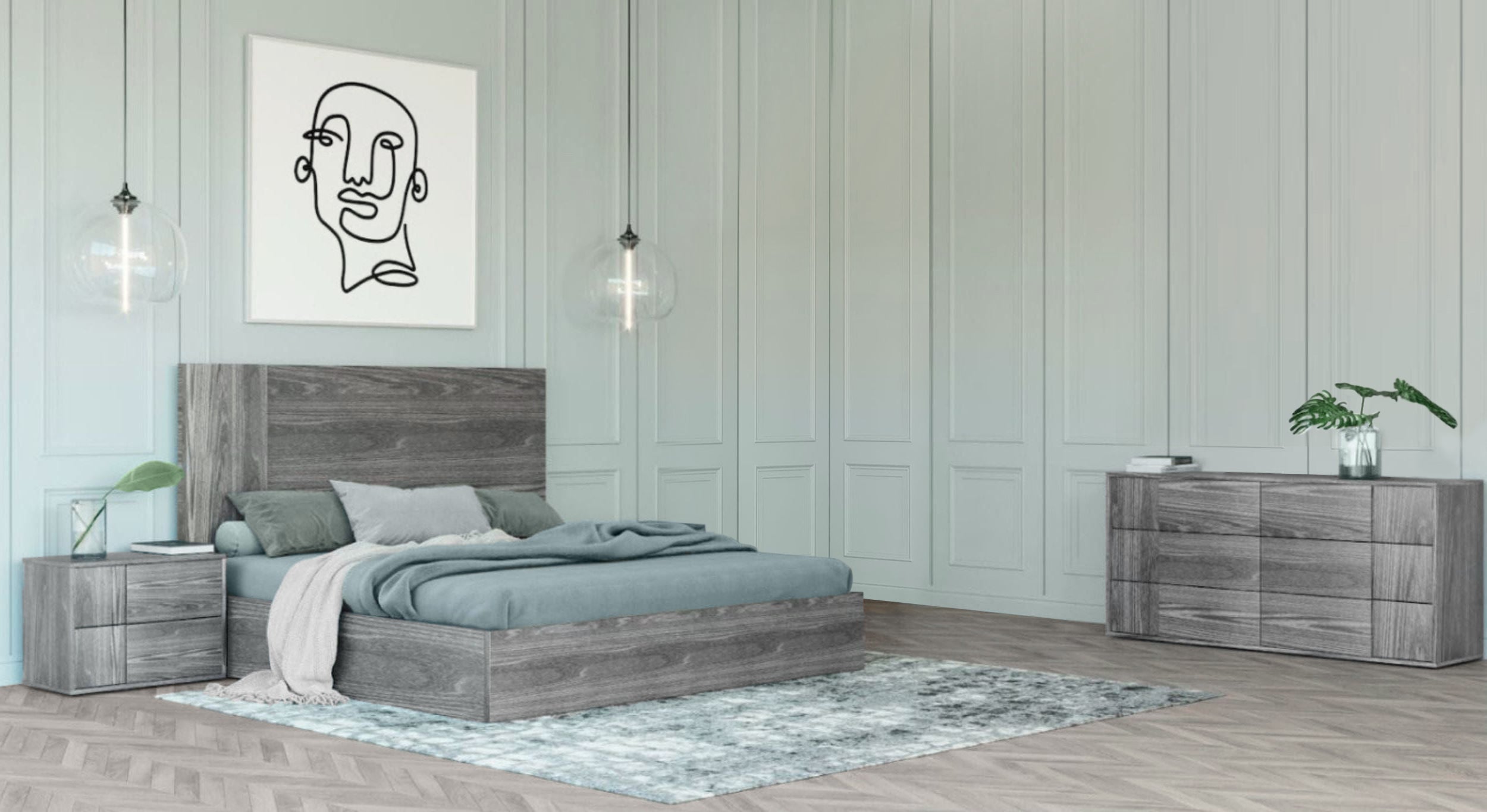 Nova Domus Asus Modern Italian Grey Elm 4 Piece Bedroom Set Model VGACASUS-GRY-4PC-SET