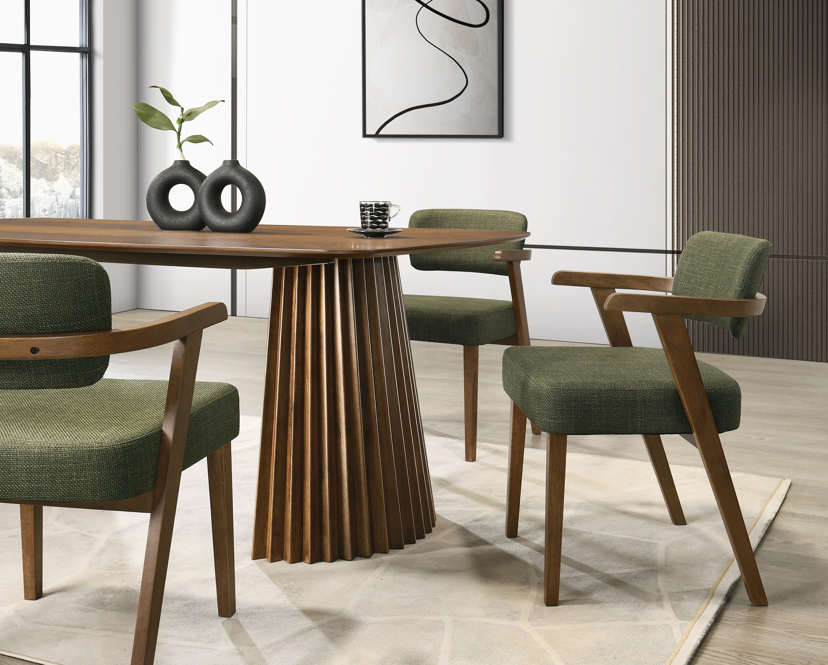 Mastercard 5451 Modrest Sacks Mid Century Modern Herringbone Walnut Dining Table Model ...