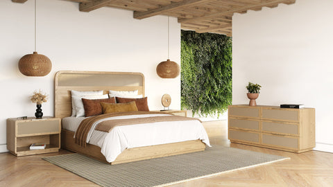 Modrest Gavin Modern Natural Ash & Rattan 4 Piece Bedroom Set Model VGVC-BD2411-4PCSET-NAT