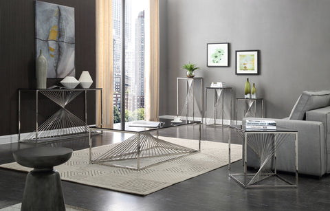 Modrest Trinity Modern Glass Stainless Steel Console Table