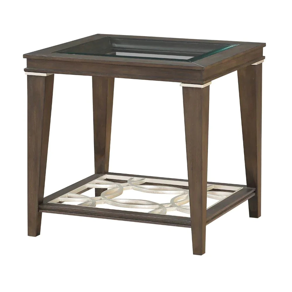 Peregrine Walnut & Glass End Table Model 87992 By ACME Furniture