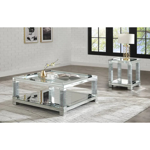 Noralie Mirrored & Faux Diamonds End Table Model 87997 By ACME Furniture