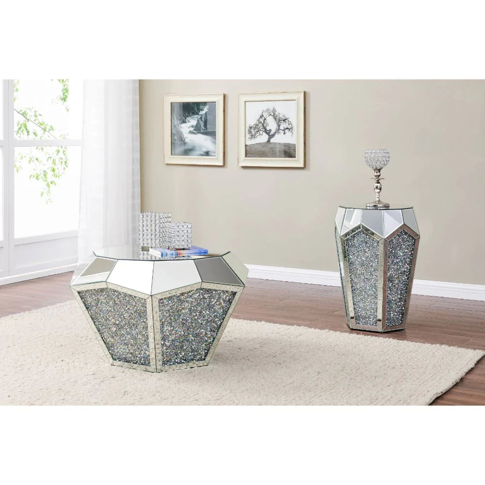 Noralie Mirrored & Faux Diamonds Coffee Table Model 88005 By ACME Furniture