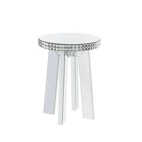 Lotus Mirrored & Faux Crystals End Table Model 88012 By ACME Furniture