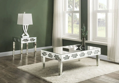 Noralie Mirrored & Faux Stones Coffee Table Model 88055 By ACME Furniture