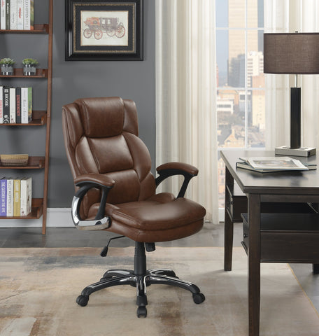 Coaster Nerris Adjustable Height Office Chair with Padded Arm Brown and Black Model 881184