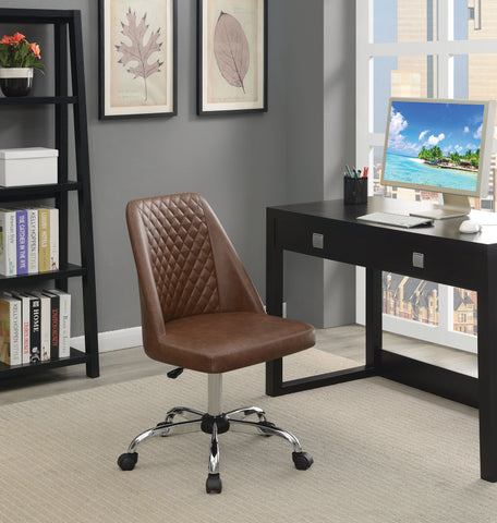 Coaster Althea Upholstered Tufted Back Office Chair Brown and Chrome Model 881197