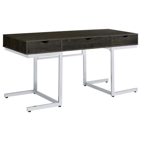 Coaster Noorvik 3-drawer Writing Desk Dark Oak and Chrome Model 881571