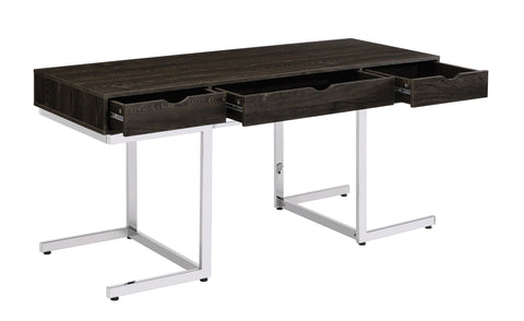 Coaster Noorvik 3-drawer Writing Desk Dark Oak and Chrome Model 881571