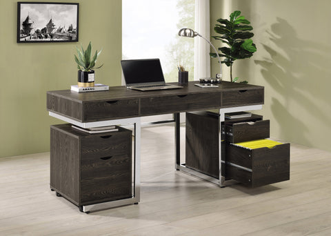 Coaster Noorvik 3-drawer Writing Desk Dark Oak and Chrome Model 881571