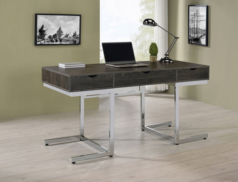 Coaster Noorvik 3-drawer Writing Desk Dark Oak and Chrome Model 881571