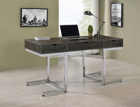 Coaster Noorvik 3-drawer Writing Desk Dark Oak and Chrome Model 881571