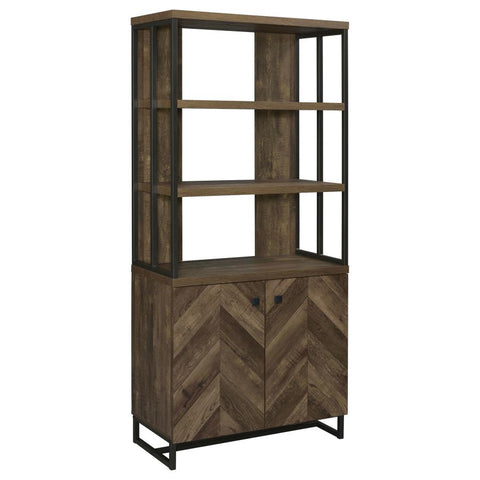 Coaster Millbrook 2-door Bookcase Rustic Oak Herringbone and Gunmetal Model 882093