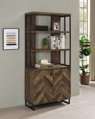 Coaster Millbrook 2-door Bookcase Rustic Oak Herringbone and Gunmetal Model 882093