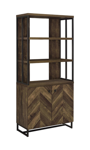 Coaster Millbrook 2-door Bookcase Rustic Oak Herringbone and Gunmetal Model 882093