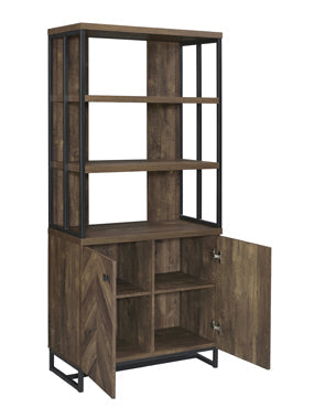 Coaster Millbrook 2-door Bookcase Rustic Oak Herringbone and Gunmetal Model 882093