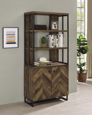 Coaster Millbrook 2-door Bookcase Rustic Oak Herringbone and Gunmetal Model 882093
