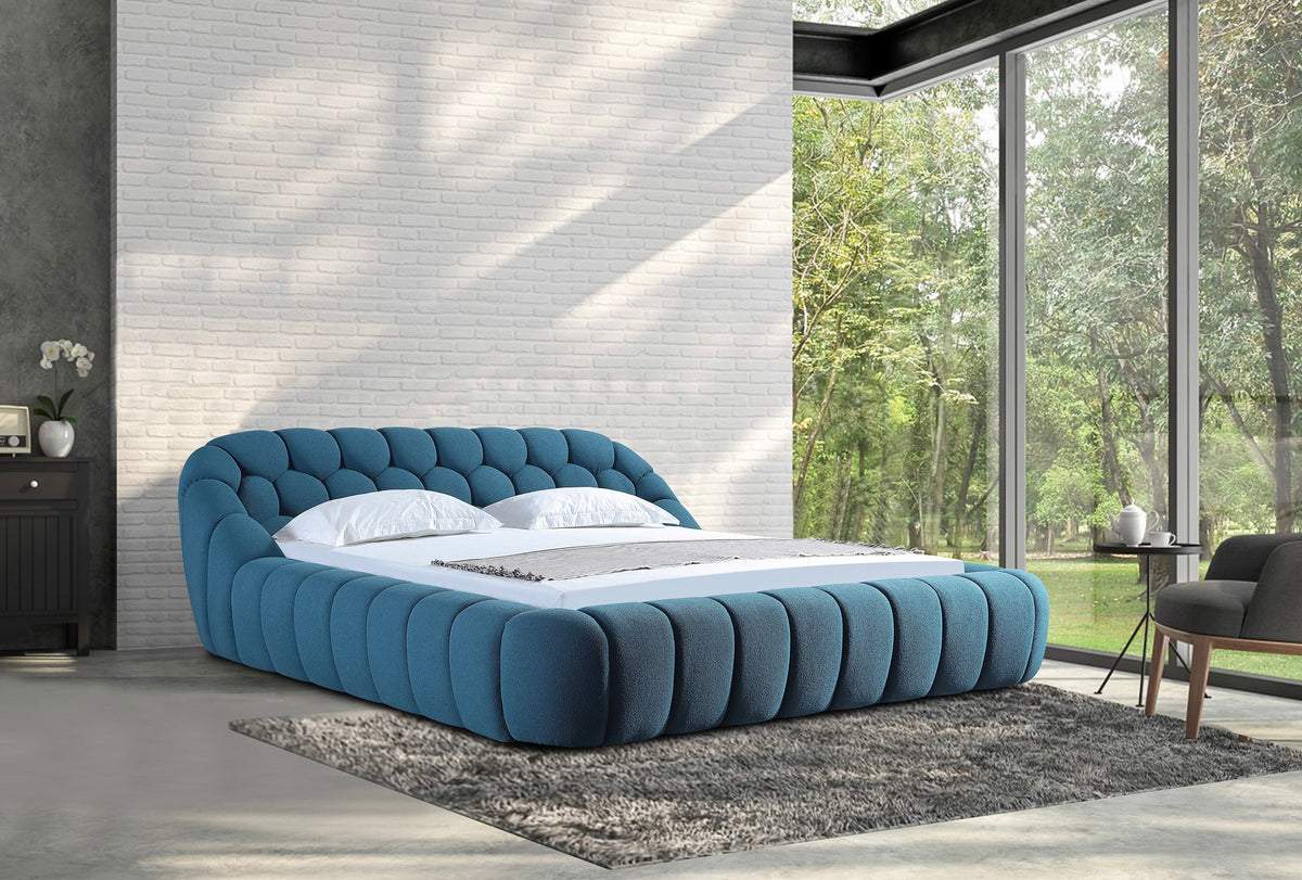 Queen Divani Casa Yolonda Modern Dark Teal Fabric Bed Model VGEV-A127-BED-C-15-Q