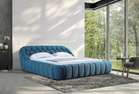 Eastern King Divani Casa Yolonda Modern Dark Teal Fabric Bed Model VGEV-A127-BED-C-15-EK