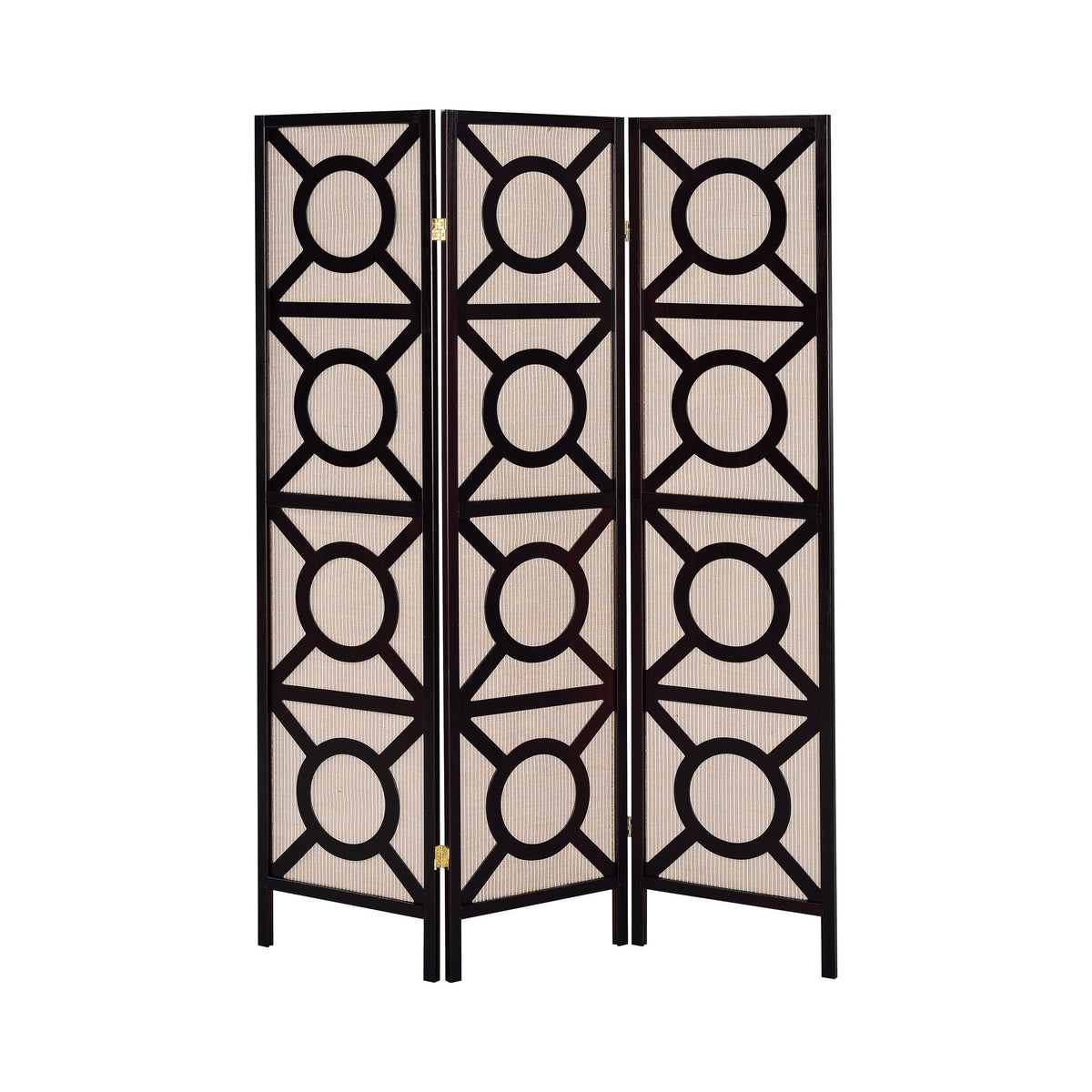 Coaster Vulcan 3-panel Geometric Folding Screen Tan and Cappuccino Model 900090
