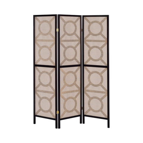 Coaster Vulcan 3-panel Geometric Folding Screen Tan and Cappuccino Model 900090