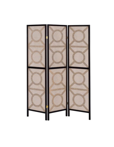 Coaster Vulcan 3-panel Geometric Folding Screen Tan and Cappuccino Model 900090