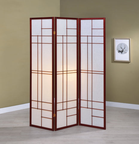 Coaster Katerina 3-panel Folding Floor Screen White and Cherry Model 900110