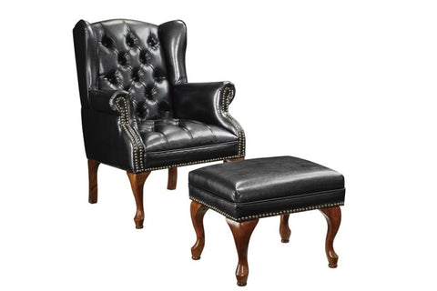 Coaster Roberts Button Tufted Back Accent Chair with Ottoman Black and Espresso Model 900262