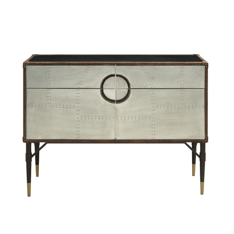 ACME Brancaster Top Grain Leather & Aluminum Brancaster Accent Table Model 90030