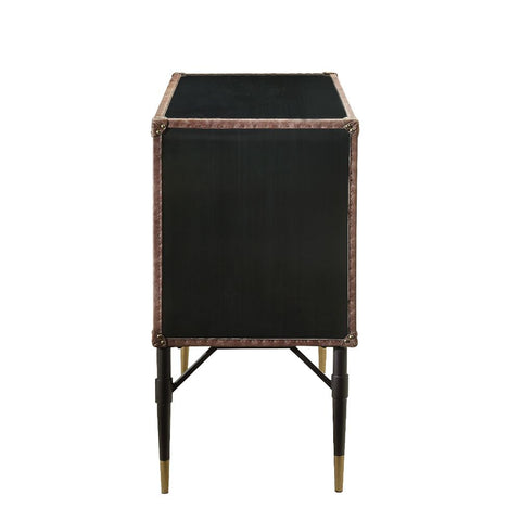 ACME Brancaster Top Grain Leather & Aluminum Brancaster Accent Table Model 90030