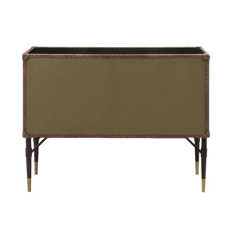 ACME Brancaster Top Grain Leather & Aluminum Brancaster Accent Table Model 90030