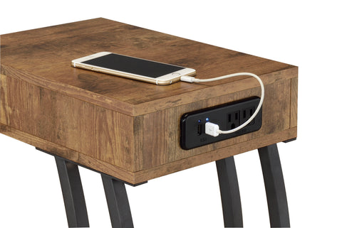 Coaster Troy Accent Table with Power Outlet Antique Nutmeg Model 900577