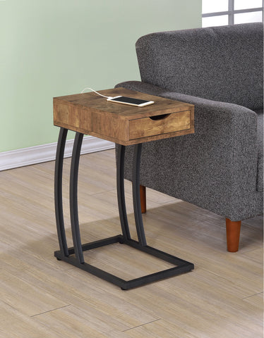 Coaster Troy Accent Table with Power Outlet Antique Nutmeg Model 900577