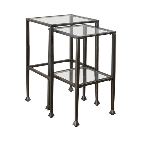 Coaster Leilani 2-piece Glass Top Nesting Tables Black Model 901073