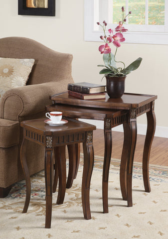 Coaster Daphne 3-piece Curved Leg Nesting Tables Warm Brown Model 901076