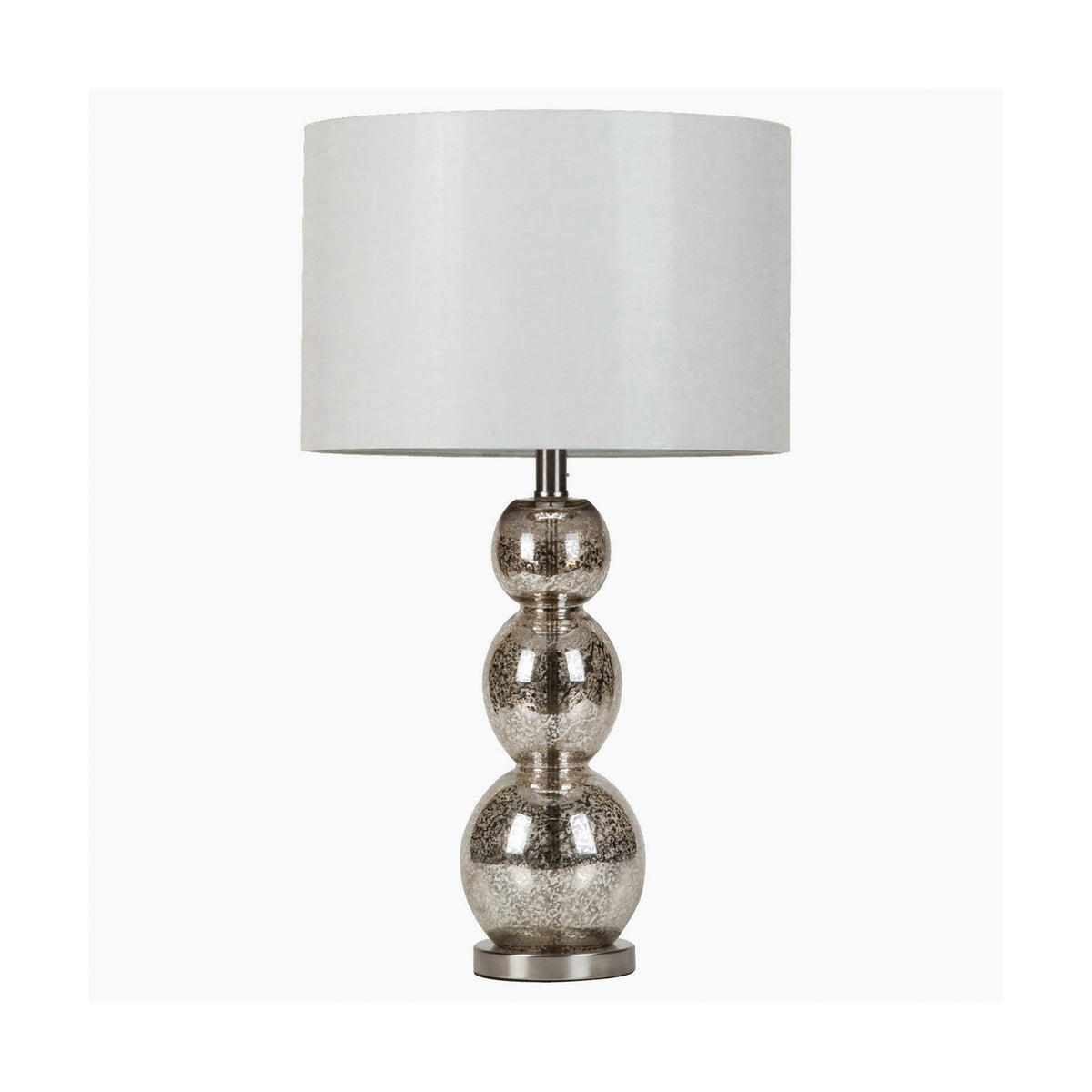 Coaster Mineta Drum Shade Table Lamp White and Antique Silver Model 901185