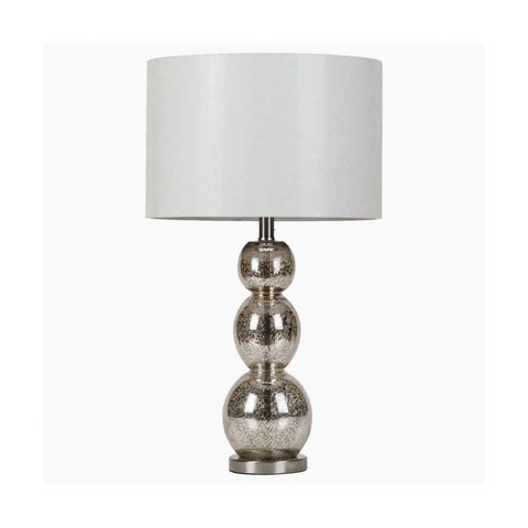 Coaster Mineta Drum Shade Table Lamp White and Antique Silver Model 901185