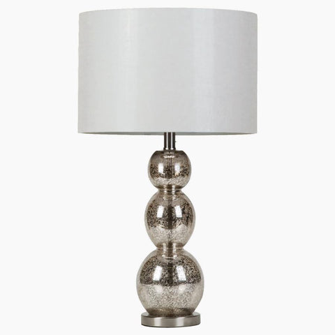 Coaster Mineta Drum Shade Table Lamp White and Antique Silver Model 901185