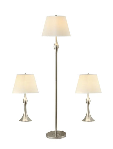 Coaster Griffin 3-piece Slender Lamp Set Brushed Nickel Model 901235