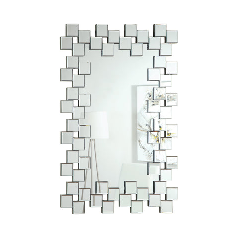 Coaster Pamela Frameless Wall Mirror with Staggered Tiles Silver Model 901838