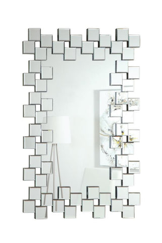 Coaster Pamela Frameless Wall Mirror with Staggered Tiles Silver Model 901838