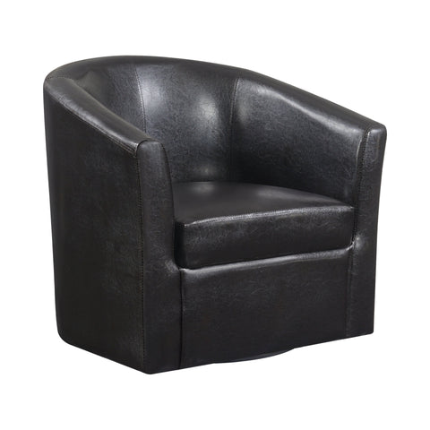 Coaster Turner Upholstery Sloped Arm Accent Swivel Chair Dark Brown Model 902098