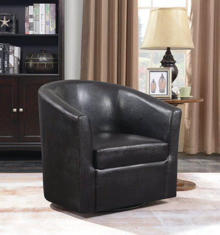 Coaster Turner Upholstery Sloped Arm Accent Swivel Chair Dark Brown Model 902098