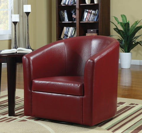 Coaster Turner Upholstery Sloped Arm Accent Swivel Chair Red Model 902099