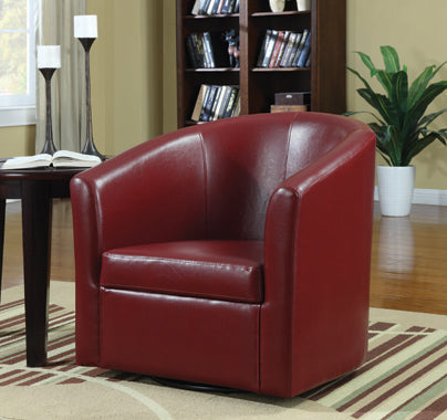 Coaster Turner Upholstery Sloped Arm Accent Swivel Chair Red Model 902099