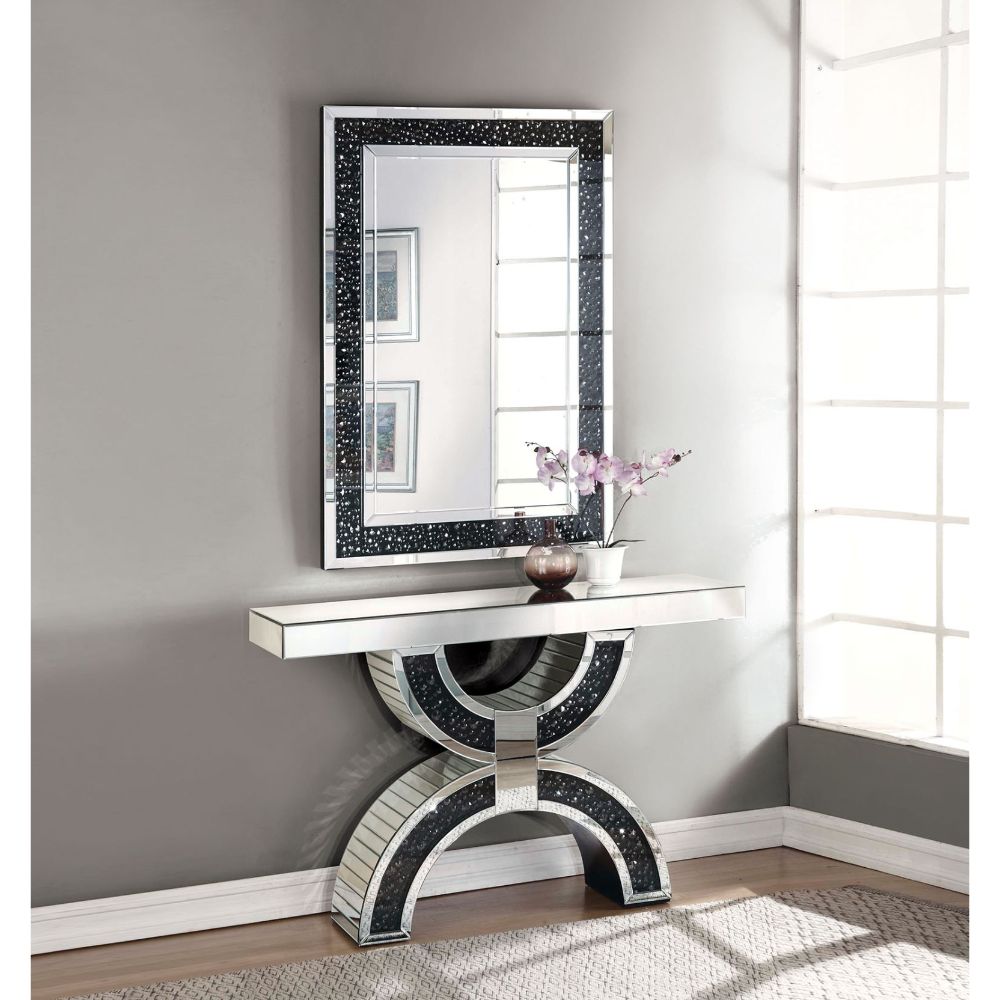 ACME Noor Mirrored & Faux Crystals Noor Accent Table Model 90248