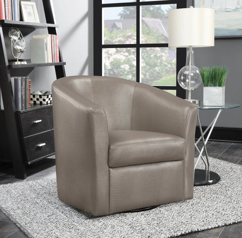 Coaster Turner Upholstery Sloped Arm Accent Swivel Chair Champagne Model 902726