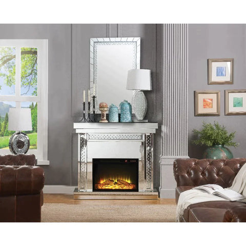 Nysa Mirrored & Faux Crystals Fireplace Model 90272 By ACME Furniture